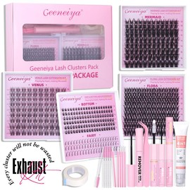 [EXHAUST]Geeneiya 5 Styles Lash Clusters Kit, Volume/ Mega/ Full/ Bottom Eyelash Clusters Extensions with Everything You Need for Beginners and Proficient, DIY at Home Easily:_[NATURAL]-KIT