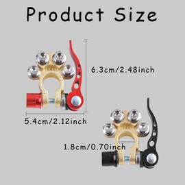 Middrivr 2PCS 4-Way Quick Release Disconnect Car Battery Terminal Connectors, Multiple Battery Clamps for SAE/JIS Type A Posts, Compatible with Cars Vans Trucks