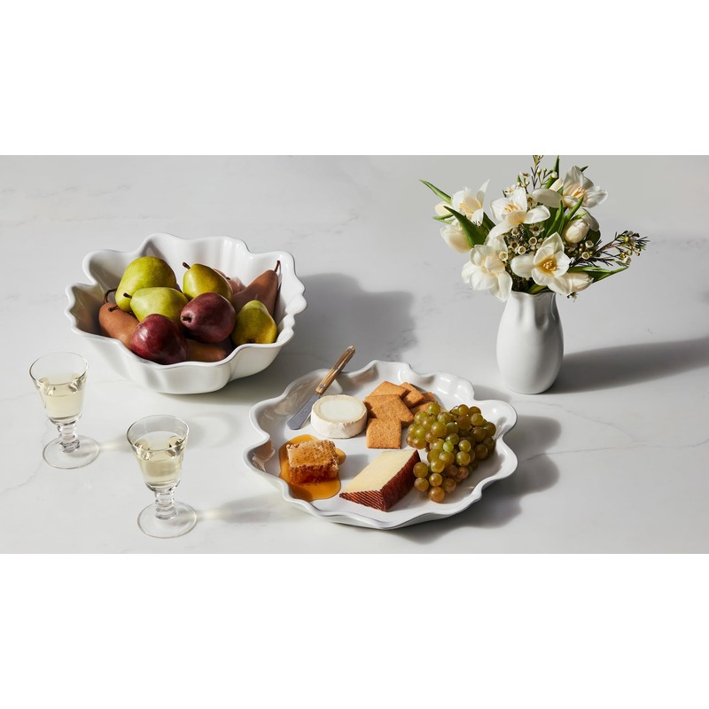 Le Creuset Stoneware Iris Serving Bowl, 15", White