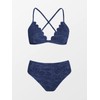 CUPSHE High Waisted Bikini Two Piece Swimsuits Scalloped V Neck