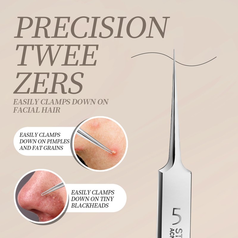 Teenitor 9 Pcs Professional Blackhead Tweezers and Pimple Popper Tool