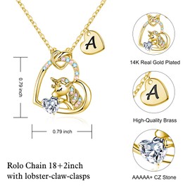 TINGN Unicorn Gifts for Girls, Gold Unicorn Necklace for Girls Unicorns Gifts for Girls Unicorns Necklaces for Teen Girls Initial Necklaces for Girls Little Girls Jewelry for Teen Girls Unicorn Gifts