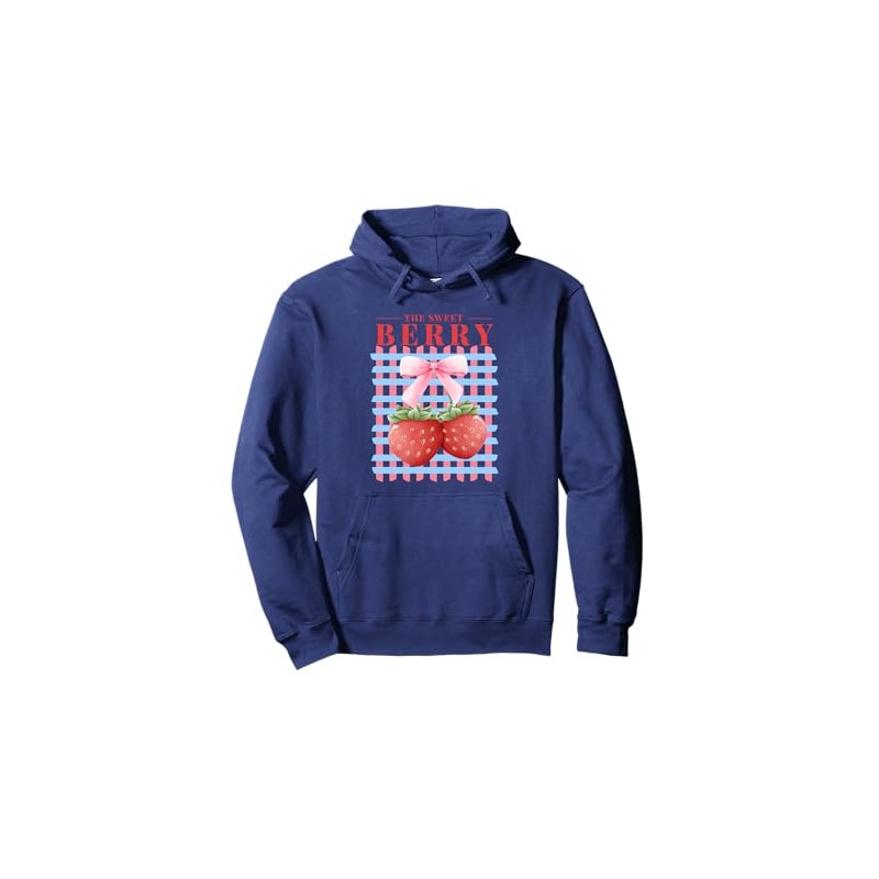 Coquette Strawberry Pink Bows Girl Fruit Lover Birthday Pullover Hoodie