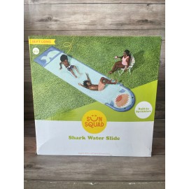 Sun Squad 2-Lane Shark Water Slide Built-in Sprinklers 18 FT Slip N Slide