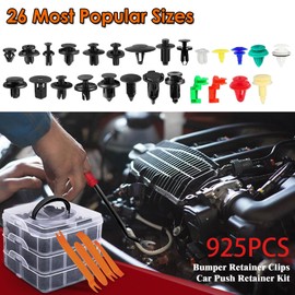 925PCS Car Trim Clips Set with Removal Tools, 26 Sizes Car Plastic Rivets Set, Assorted Retainer Clips Fasteners Kit for Bumper, Door, Fender - Universal Auto Body Rivet Clips and Fastener Remover