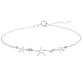 Silverly Women's 925 Sterling Silver Starfish Cute Charm Bracelet, 15+2 cm Extender
