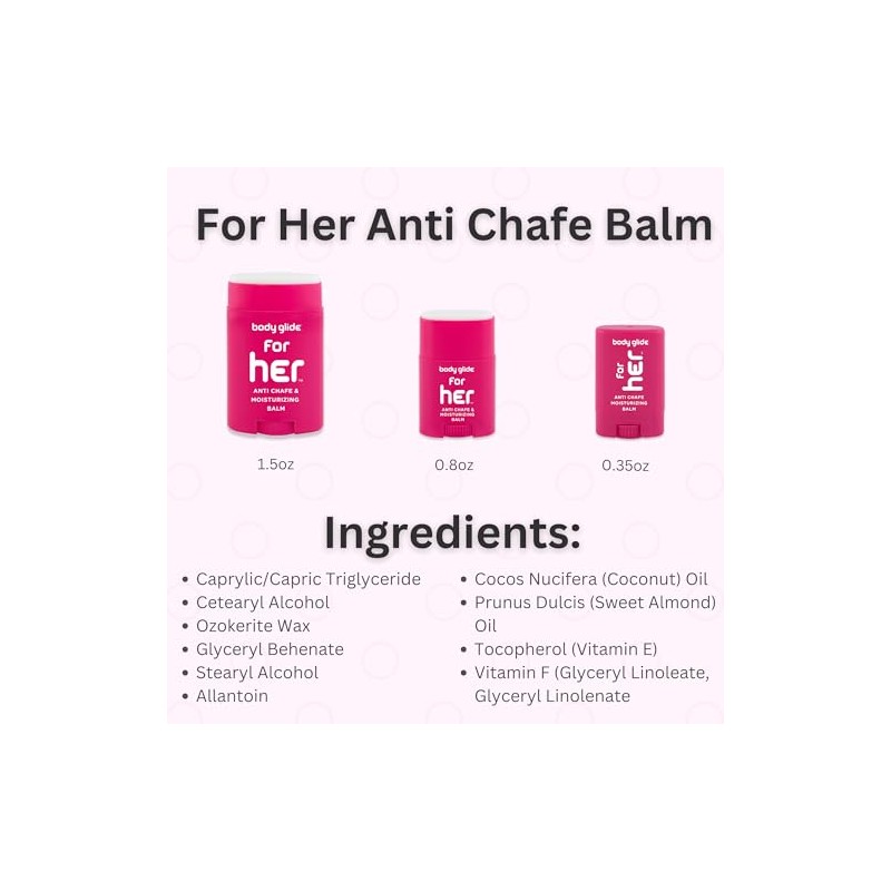 Cuerpo Glide para ella 42.5 gram anti Chafe Bálsamo, Rosado,
