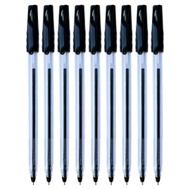 Retaily NuWrite Ballpoint Pens, Medium Point (1.0mm), BLACK, Pack of 10, Stick Biro Pens, Comfort Hexa Grip, School Office Home Hospital Business Use