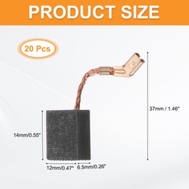 sourcing map 20 Pack Carbon Brushes Set Replaces 14x12x6.5mm for Most Power Tools Electric Hammer Drill Motor Circular Saws Replacement Part