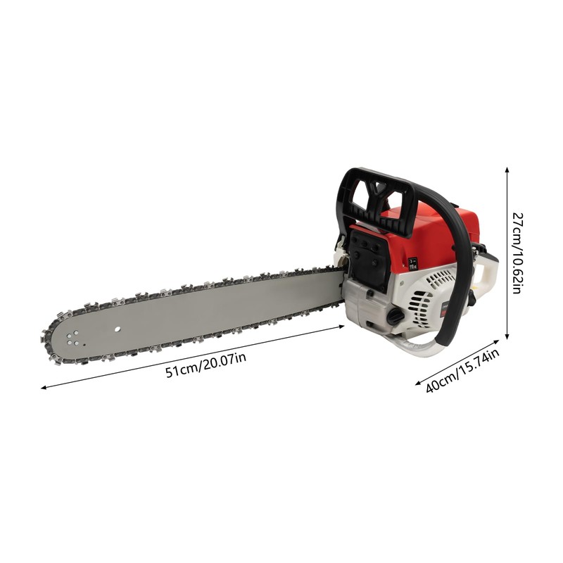 20-Inch Gasoline Chainsaw, 52CC 2000W 2-Stroke Portable Gas Powered Chain