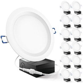Sunco 12 Pack 6 Inch LED Recessed Light, Ceiling Canless Recessed Lights, Baffle Trim Ultra Thin, 850 LM, 14W, 5000K Daylight, Dimmable, Wafer Thin with Junction Box