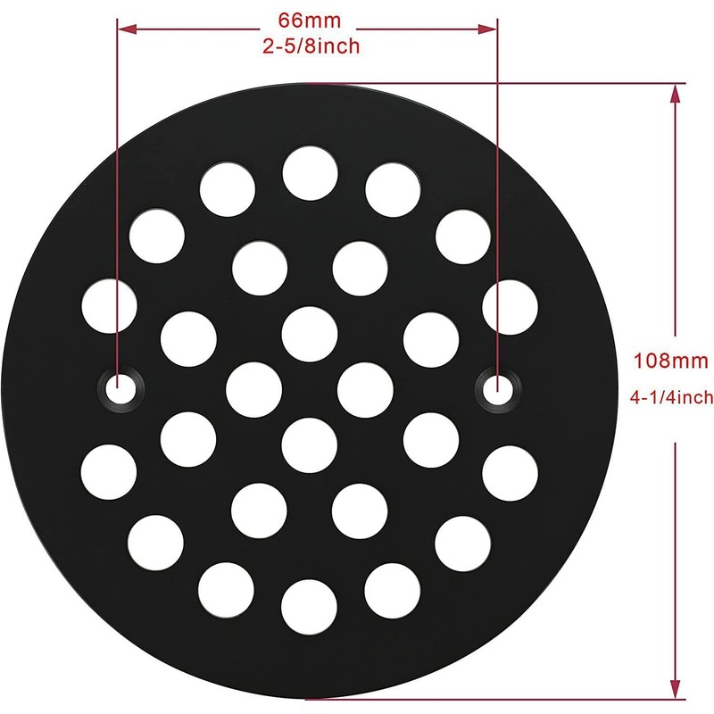 xumy 4-1/4Inch Round Shower Drain Cover Black Replacement Screw-in Shower