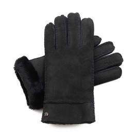 Hand Gewand by Weikert Australian Merino Sheepskin Gloves Extra Soft Hand Stitched Mens Womens Leather Gloves Lambskin Lined, black