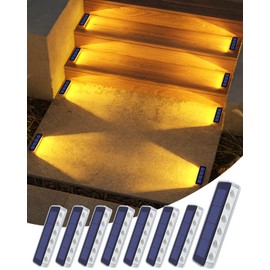 DetarZinLED Solar Step Lights for Outside,8 Pack Solar Stair Lights Outdoor Waterproof,Warm White Deck Light Solar Powered Waterproof for Steps,Stairs,Walkway,Sidewalk,Patio,Pathway