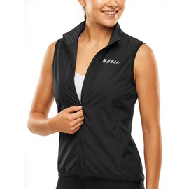 Chaleco de Ciclismo para Mujer, Ligero y Resistente al Viento, Sin Mangas, con Cierre Completo y Bolsillo Trasero para Bicicleta, Correr y Actividades al Aire Libre