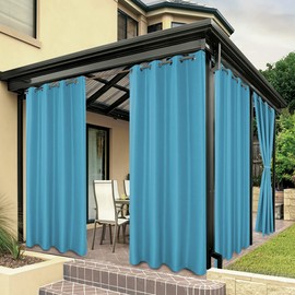 BONZER Waterproof Outdoor Curtains for Patio Porch Pergola Cabana Sunlight Blocking Privacy Grommet Indoor Curtain Panels for Bedroom Living Room, 1 Panel, 54W x 108L inch, Teal