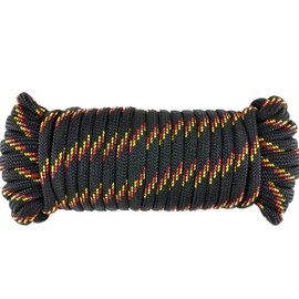 Wellmax Diamond Braid Nylon Rope, 3/8 in X 50 Foot, UV Resistant, High Strength and Weather Resistant - Black