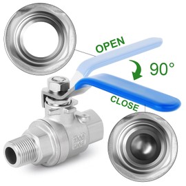 TAISHER 1 PCS 3/4" NPT Male x 3/4" NPT Female Heavy Duty Ball Valve Kit, 304 Stainless Steel with Blue Handles & Nipple