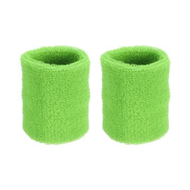PATIKIL Sports Wristbands 8x10cm Set of 2 Sweat-wicking Cotton Terry Cloth Wrist Sweatbands for Tennis, Basketball, Running, Light Green
