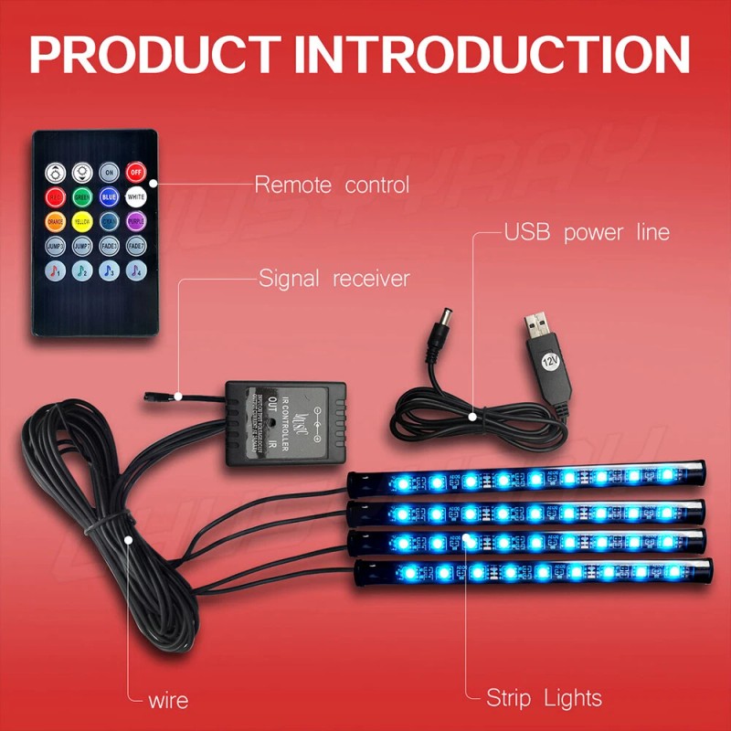 CUSYYRAY RGB LED Car Neon Light Chassis Atmosphere Lamp Kit