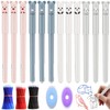 BORISCA Pack of 12 Black Cartoon Erasable Ballpoint Pens with