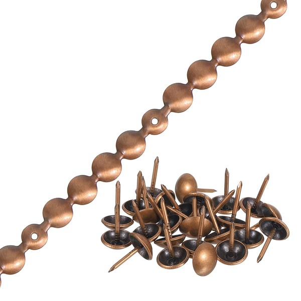 sourcing map Upholstery Tacks Strip, 1Meter Copper Glossy Decorative Nail