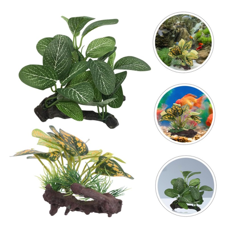 GRIRIW 2Pcs Durable Plastic Aquarium Decorations Betta Leaf Pad Hammock