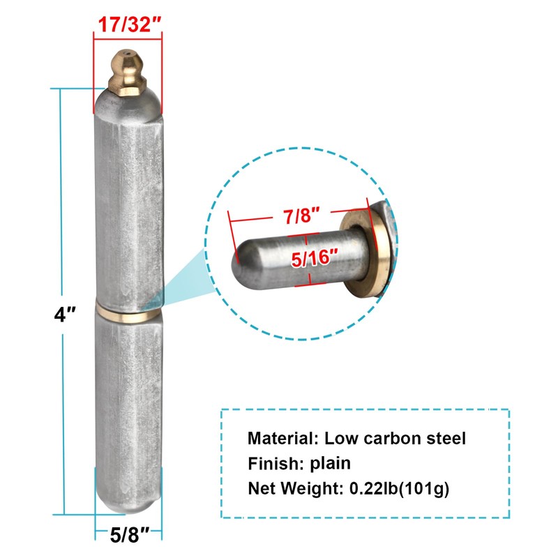 MOUNTAIN_ARK 8 Pack 4" x 17/32" Weld On Bullet Hinges