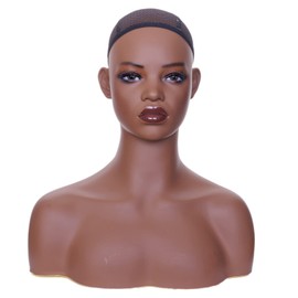 JINGFA Whosale Realistic Female Mannequin Head with Shoulders Manikin Wig Head Stands for Wigs,Makeup,Jewerly,Beauty Accessories Displaying