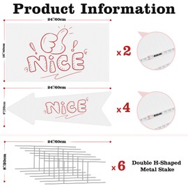 ComboJoy ComboJoy Blank Yard Signs with Stakes, 24 x 16 In Corrugated Plastic Custom Sign, Sturdy Stakes and Double-Sided, Extra-Large Sign for Business, Rent, Birthday, Real Estate, Open House, and Guidepost (White Arrow 6 Pack)