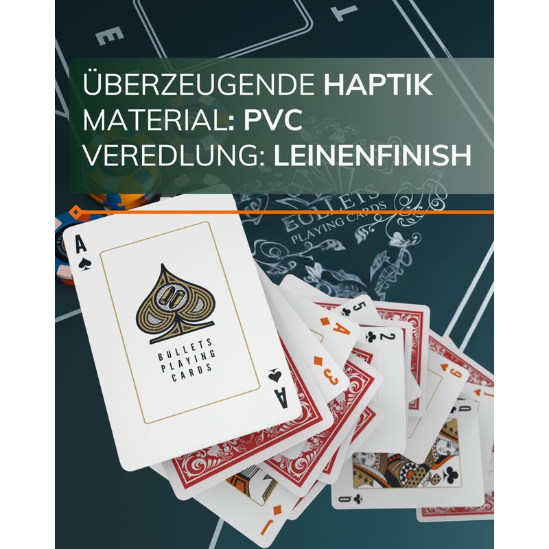 Bullets Playing Cards, Skat Card Deck (French Leaf), Plastic, 2