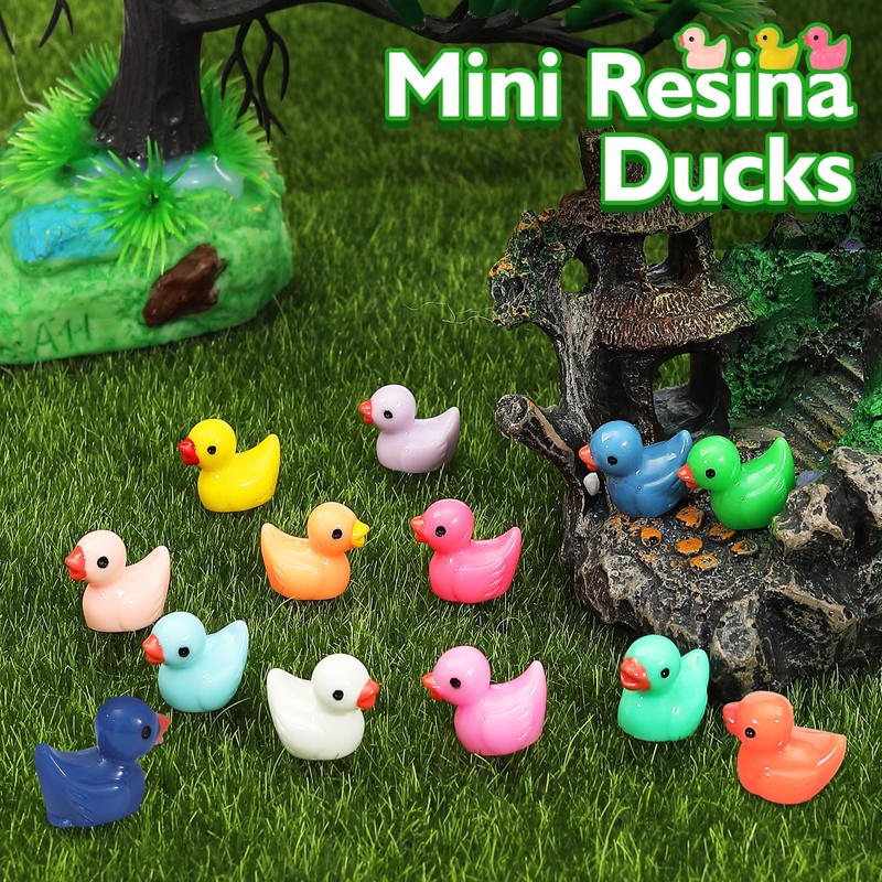 Rachan130 Pcs Mini Ducks Bulk Resin Duck Figurines for Miniature