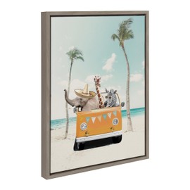 Kate and Laurel Sylvie Beach Adventures Framed Canvas Wall Art by July Art Prints