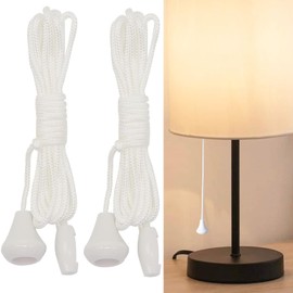 DILUSILK 2 Pcs Replacement Cord Pull for Ceiling Switch, Bathroom Light Pull Cord, White Light Switch Pull Cord Light Cord Pull String for Ceiling Switches Bathroom Bedroom (1.5M)