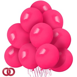 ASIYUHY Hot Pink Balloons 100 pcs 12 inch Thicken Latex Hot Pink Balloons Pink Round Helium Balloons for Birthday Wedding Valentines Anniversary Baby Shower Kids Party Decoration Supplies