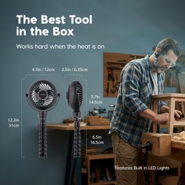 IRIS USA WOOZOO 3.5" Cordless Portable Personal Fan with Flexible Tripod Stand, 10-Hour Runtime, 360° Tilt, 3 Speeds, LED Light, Mosquito Repellent Tray, USB-C Charging, for Indoor/Outdoor Use, Black