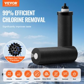 VEVOR Gravity-fed Water Filter System, 2.25G 304 Stainless-Steel Countertop System, Water Filtration System, Reduces Lead and up to 99% of Chlorine, with 2 Carbon Filters, and Water Level Spigot
