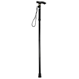 Comfkey Folding Lightweight Walking Stick - Adjustable Aluminum Metal Collapsible Travel Cane with Non-Slip Rubber Base (Black)