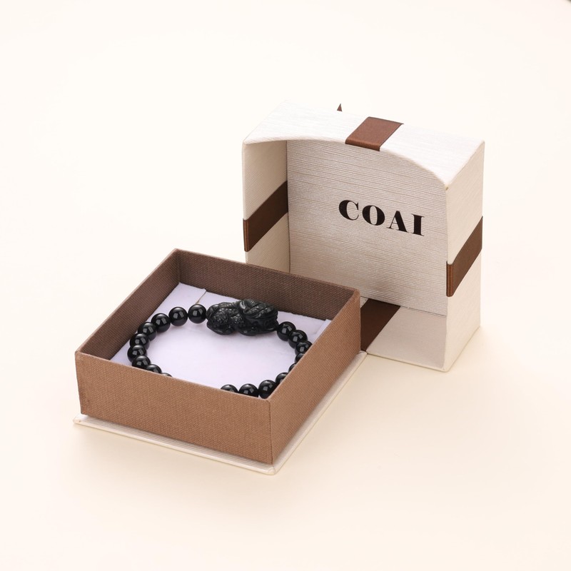 COAI Men's Beaded Bracelet Obsidian Stone Pi Yao Bracelet