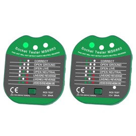 2pcs Plug Tester Socket UK With Plug For LCD Display,220v-250v,Suitable For Power Socket Wiring Detection