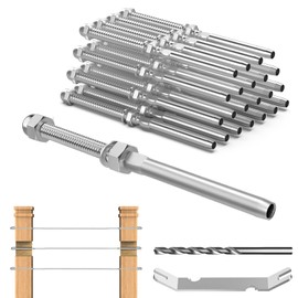 TooTaci 40 Packs T316 Stainless Steel Handed Swage Threaded Stud Tensioner for 2" x2" Wood Post of 1/8 Cable Railing Kit, Marine Grade Cable Railing Hardware 1/8 for Decks, Balconies, Stairs Decor