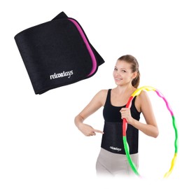 Relaxdays Slimming Belt Hula Hoop, 90 cm, Neoprene, Fitness Belt for Women, with Velcro Fastening, Belly Belt, Black/Pink