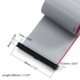 Fielect 2pcs IDC 40 Pin Connector Gray Wire Flat Ribbon Cable Connector Length 30cm 2.54mm Pitch