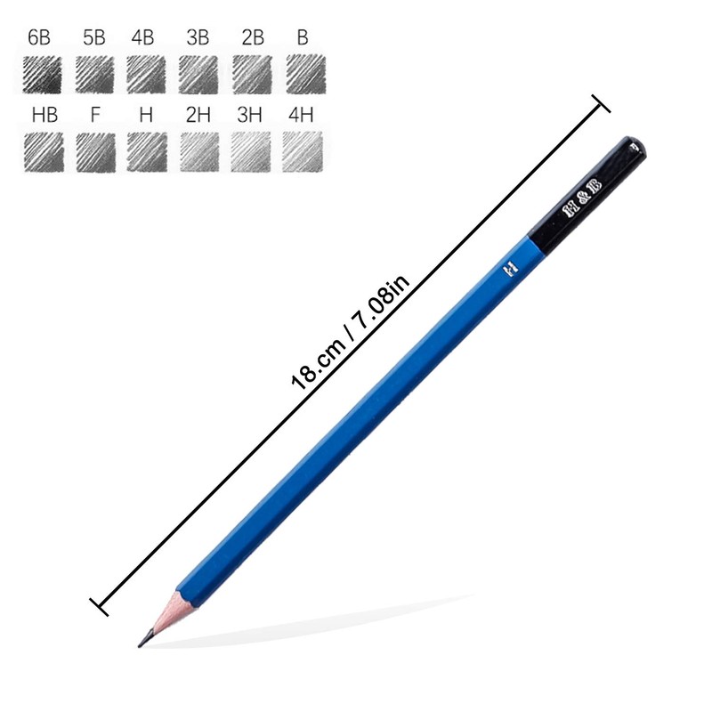 H & B 12 PCS Pencil Drawing Kit, H-4H, F,