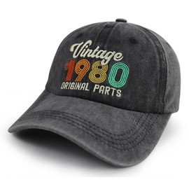 95th 85th 75th 65th 55th 45th 35th Birthday Gifts for Women Men, Vintage 1930 1940 1950 1960 1970 1980 1990 Hat, Embroidered Black-7, One Size