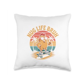 Funny Chicken Nugget Nug Life Nugget Lover Meme Throw Pillow