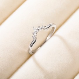 Mameloly Wedding Bands for Women Pear & Round Shaped CZ Cubic Zirconia Curved Stackable Engagement Rings for Her Size 8