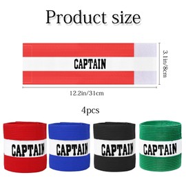 Captains Armband, Kids Captain Armband Football, 4 Pcs Set with High Elastic Fabric, Blue Red Black Green, 12.2in*3.1in, Ideal for Sports Training and Matches