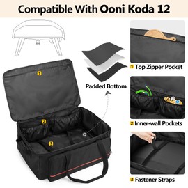 HODRANT Pizza Oven Carry Bag & Professional BBQ Grilling Apron, Pizza Oven Cover Compatible with Ooni Koda 12 Gas Pizza Oven & Utility Work Apron for Men & Women with Multiple Pockets for Grill Tools