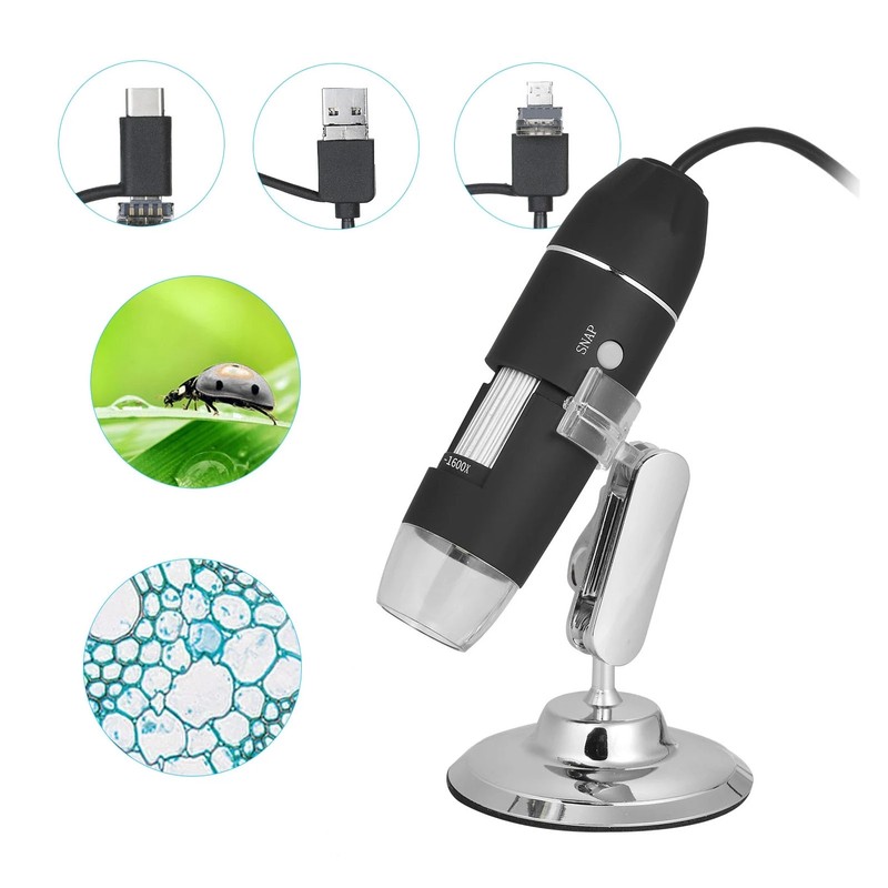 Digital Microscope 1600X 1080P HD USB Type C Micro USB